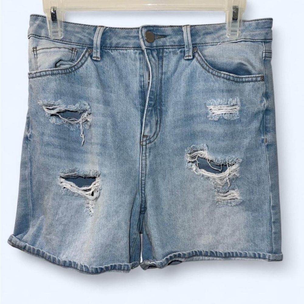 Casual Blue Distressed Jean Shorts